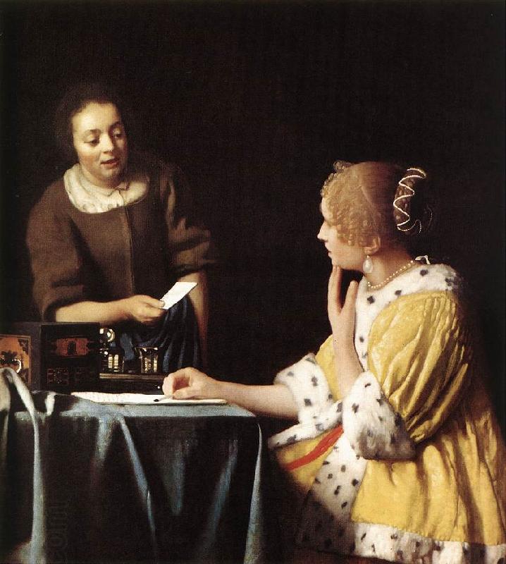VERMEER VAN DELFT, Jan Lady with Her Maidservant Holding a Letter wetr China oil painting art